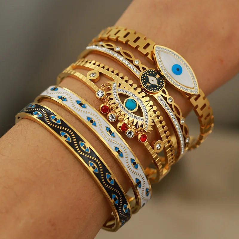 Brazalete de Acero con Ojo y Cristal