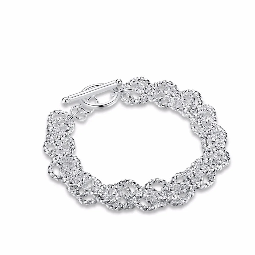 Pulsera Trenzada de Plata 925 con Círculo y Cruz