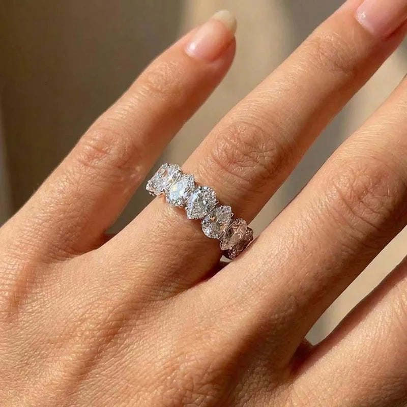 Anillo de Compromiso de Plata 925 con Circonita Pera
