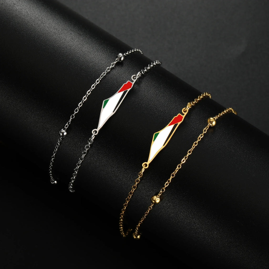 Pulsera Doble de Acero con Mapa de Palestina