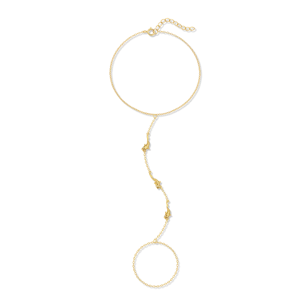 Pulsera de Mano de Plata 925 con Pez Koi y Mariposa