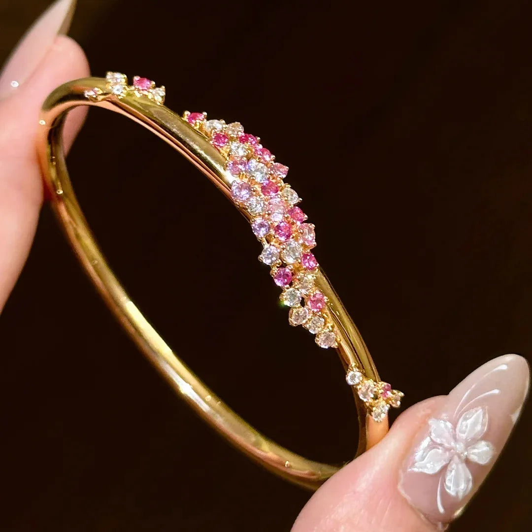 Pulsera de Plata 925 con Flor Rosa Melocotón