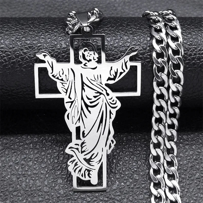 Collar de Acero con Cruz