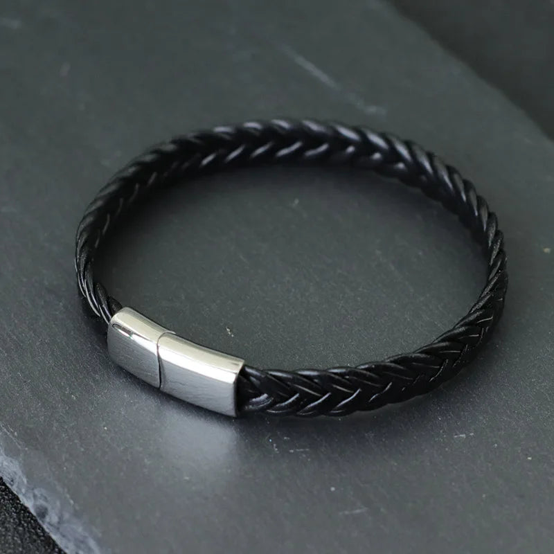 Pulsera Surf de Cuero Trenzado y Acero