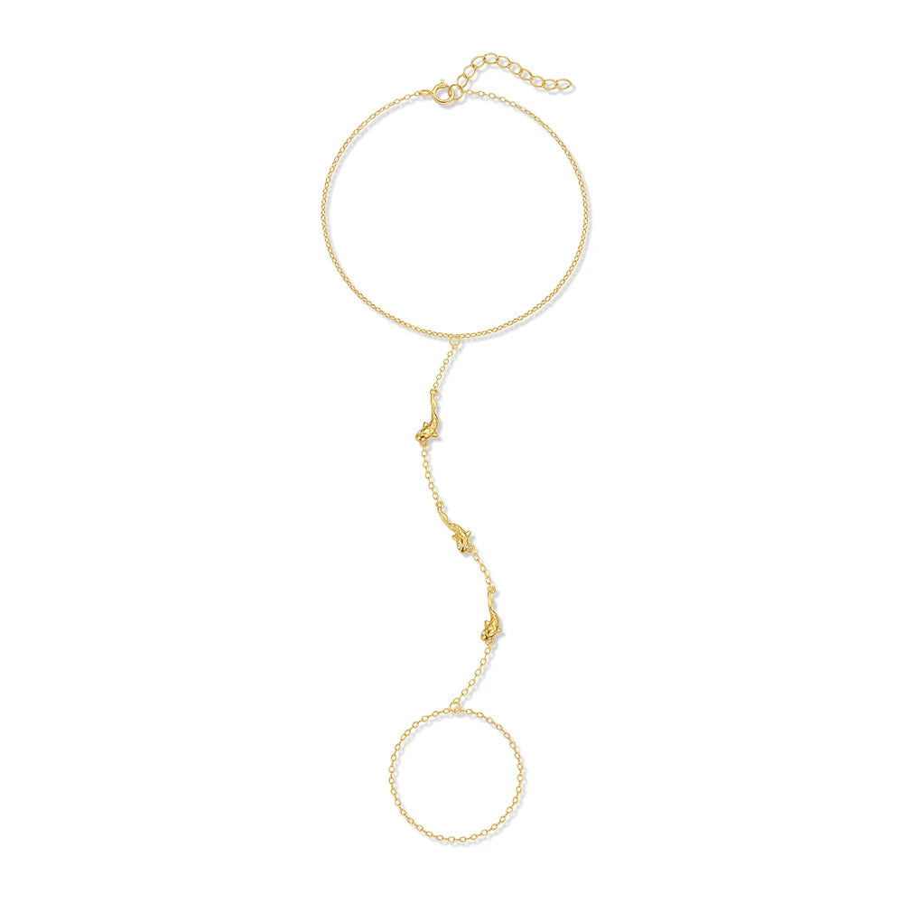 Pulsera de Mano de Plata 925 con Pez Koi y Mariposa
