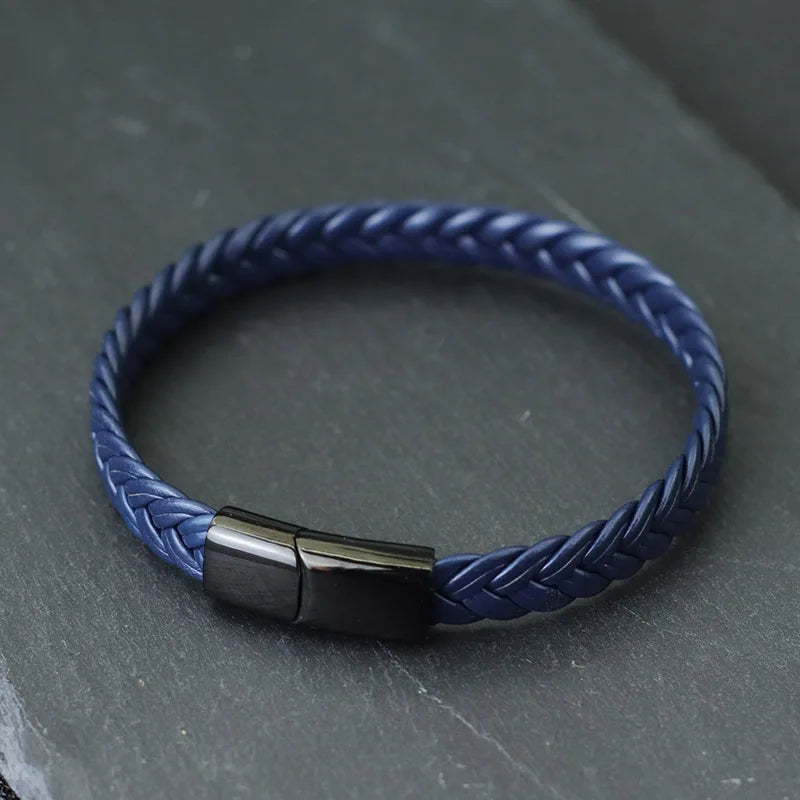 Pulsera Surf de Cuero Trenzado y Acero