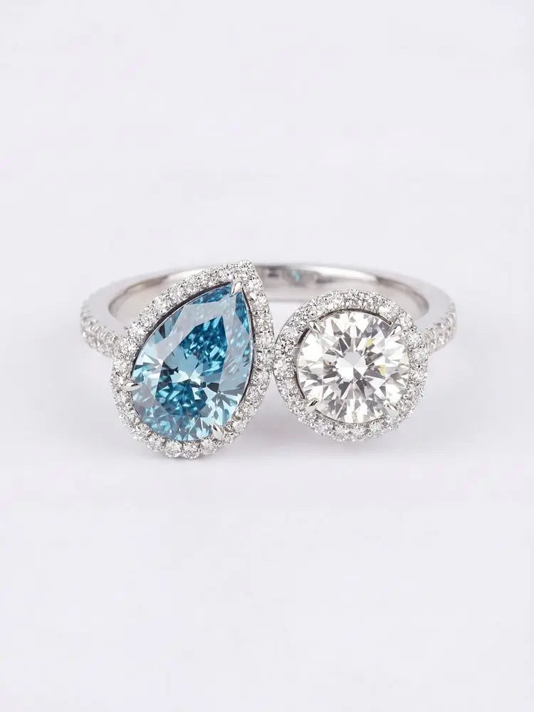 Anillo de Plata 925 con Circonita Pera Azul