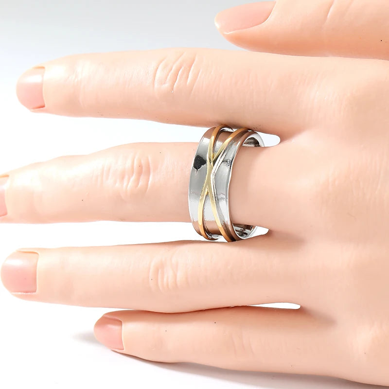 Anillo Minimalista Bicolor Plata y Dorado para Mujer y Hombre