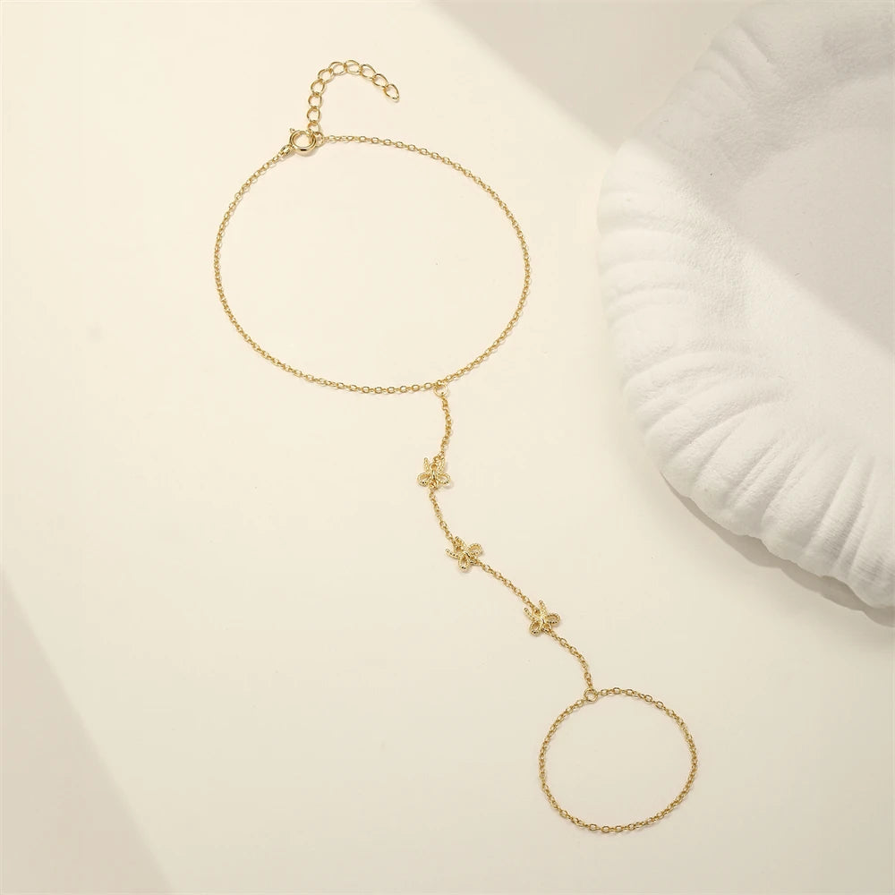Pulsera de Mano de Plata 925 con Pez Koi y Mariposa