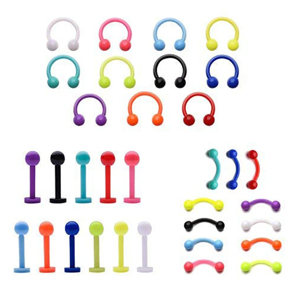 Piercing curvo de plástico Flexible 16G transparente Tragus Dait