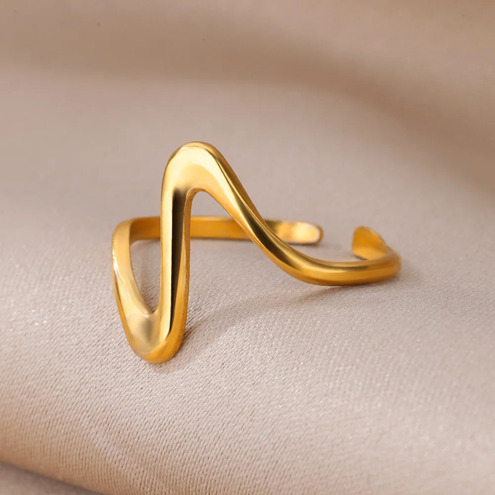 Anillo Abierto Dorado de Acero