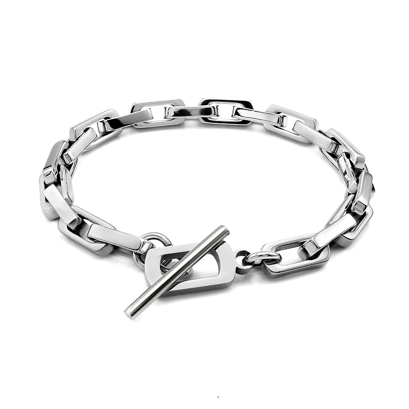 Pulsera Geométrica de Acero con Cierre en T
