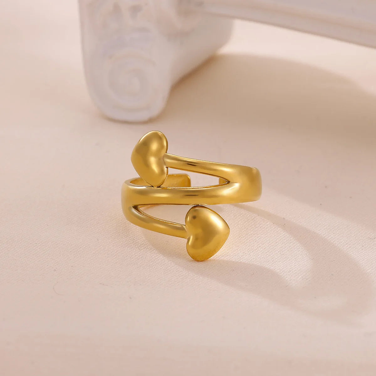 Anillo Geométrico Infinito de Acero Inoxidable Dorado para Mujer