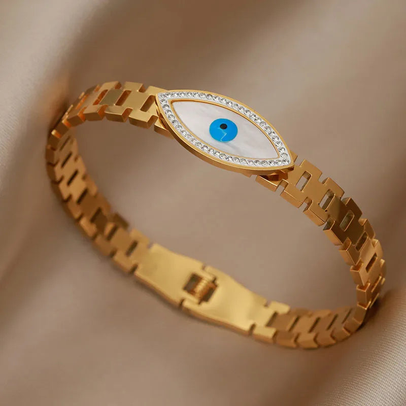 Brazalete de Acero con Ojo y Cristal