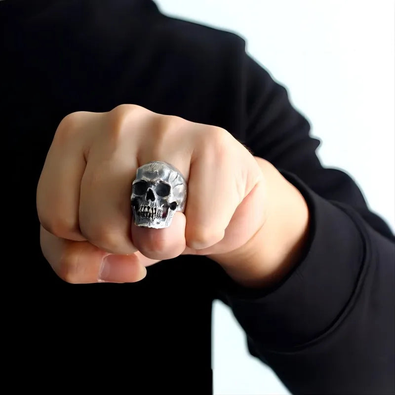 Anillo Punk de Acero con Calavera