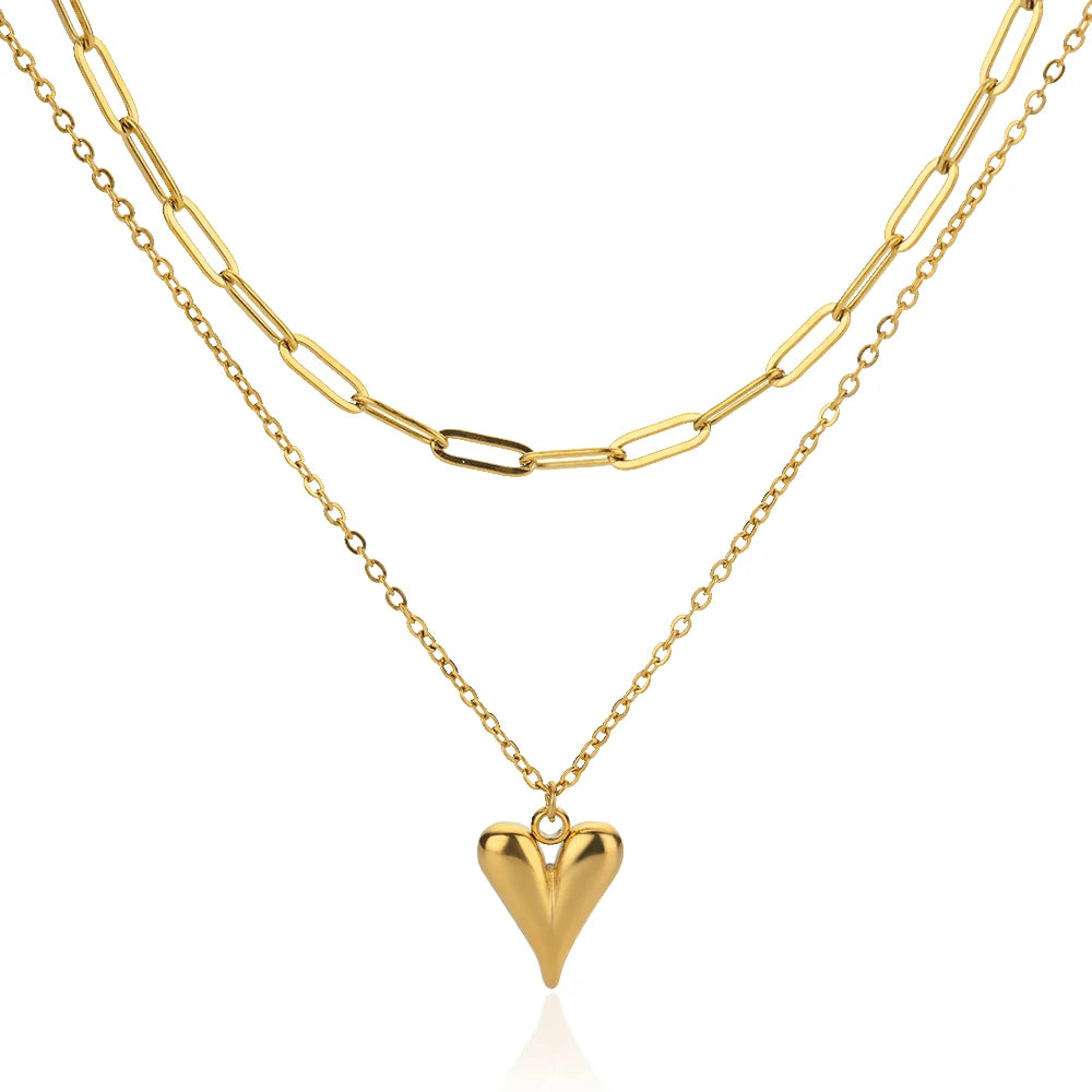 Collar Dorado de Acero con Piedra Natural