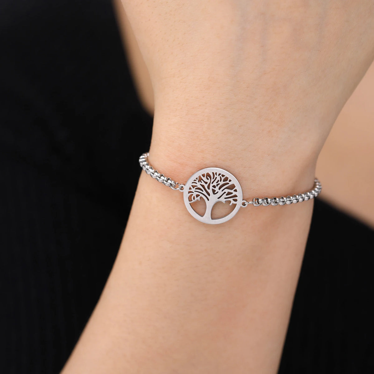 Pulsera de Acero con Árbol de la Vida