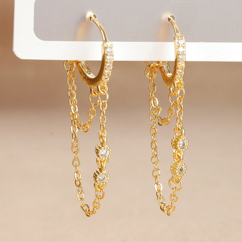 Aros de Acero con Doble Cadena y Cristal