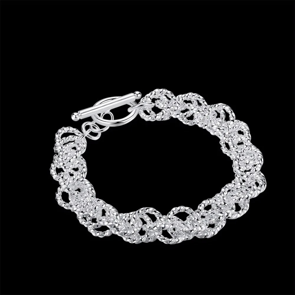 Pulsera Trenzada de Plata 925 con Círculo y Cruz