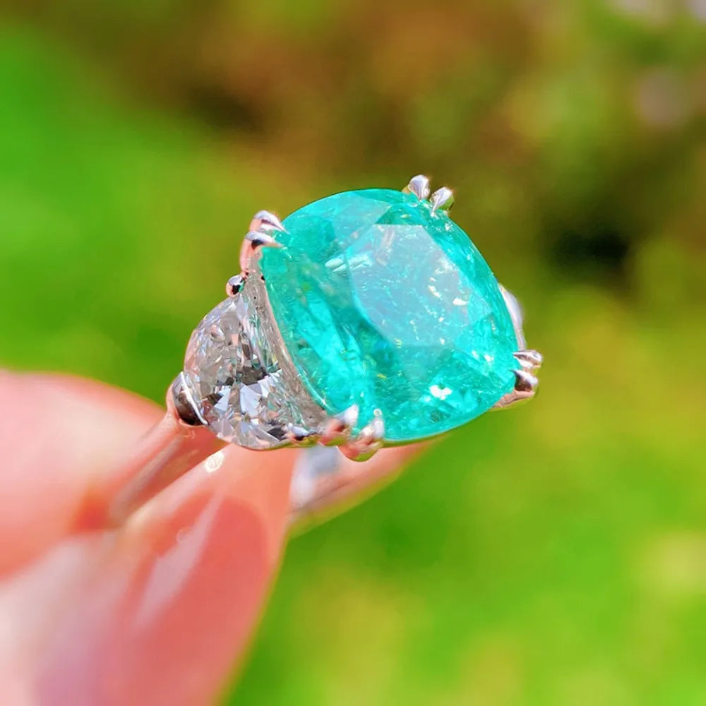 Anillo Abierto de Plata 925 con Piedra Paraíba