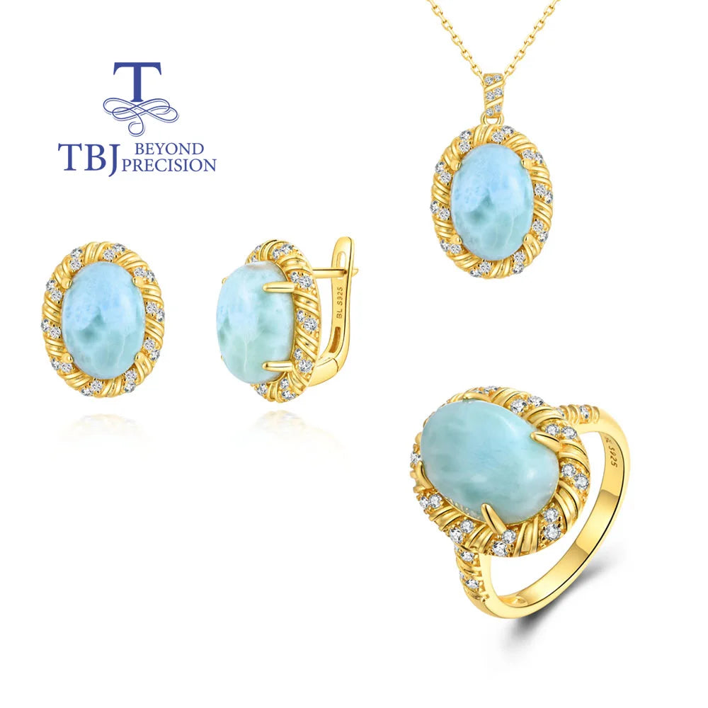 Conjunto de Plata 925 con Larimar Natural