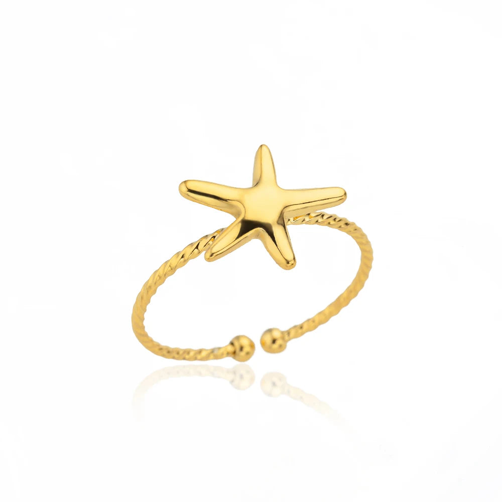Anillo Abierto Dorado de Acero