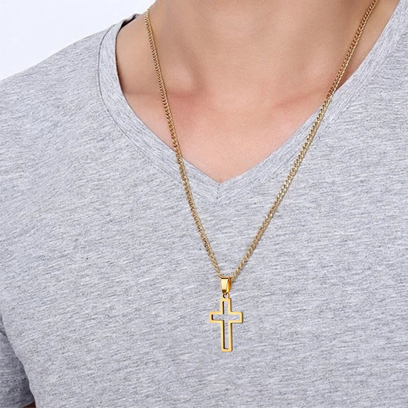 Collar Punk de Acero con Cruz