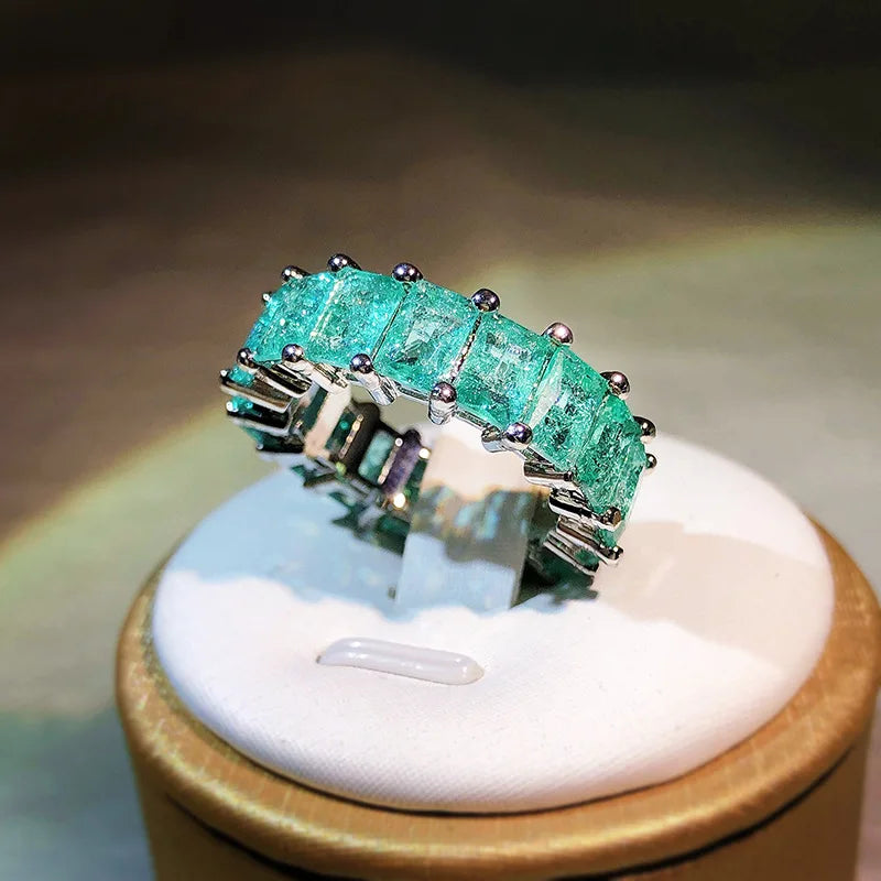 Anillo Princesa de Plata 925 con Piedra Paraíba