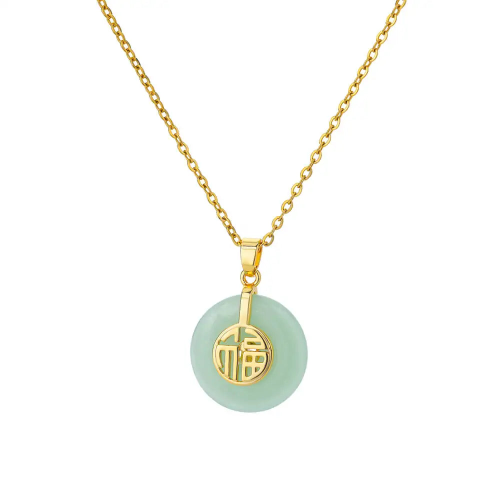 Collar Dorado de Acero con Piedra Natural