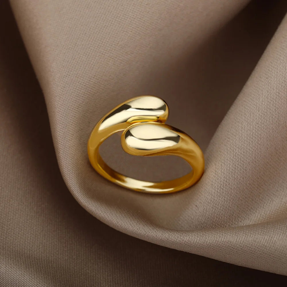 Anillo Abierto Dorado de Acero