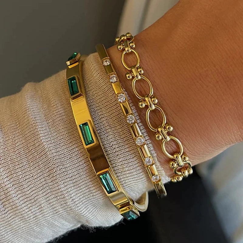 Pulsera Impermeable de Acero con Circonitas