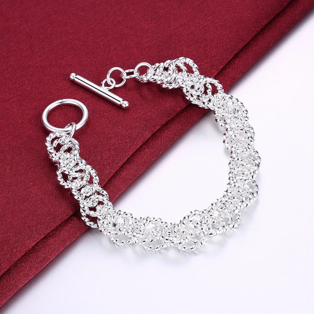 Pulsera Trenzada de Plata 925 con Círculo y Cruz