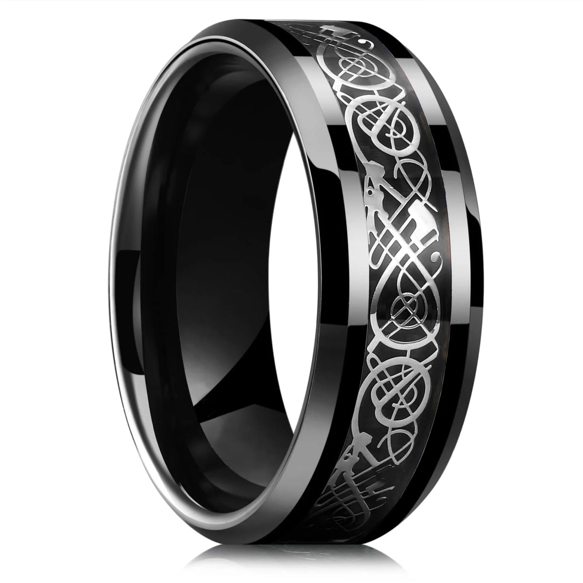 Anillo Plateado Mate de Acero de 8 mm