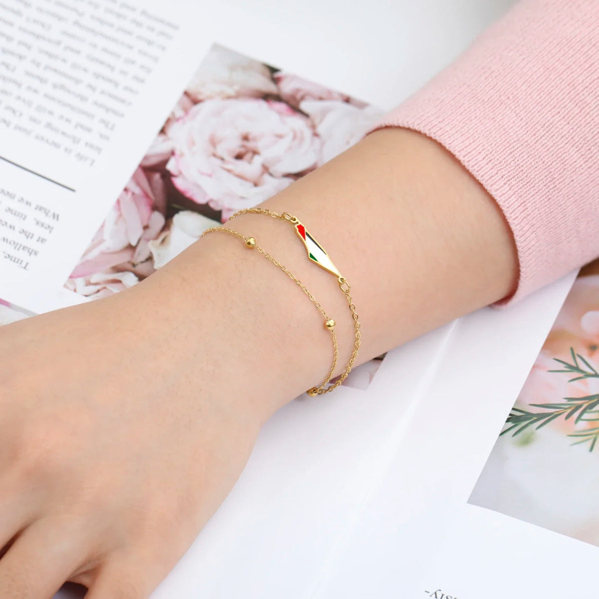 Pulsera Doble de Acero con Mapa de Palestina