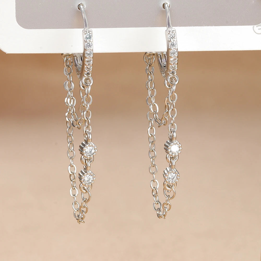 Aros de Acero con Doble Cadena y Cristal