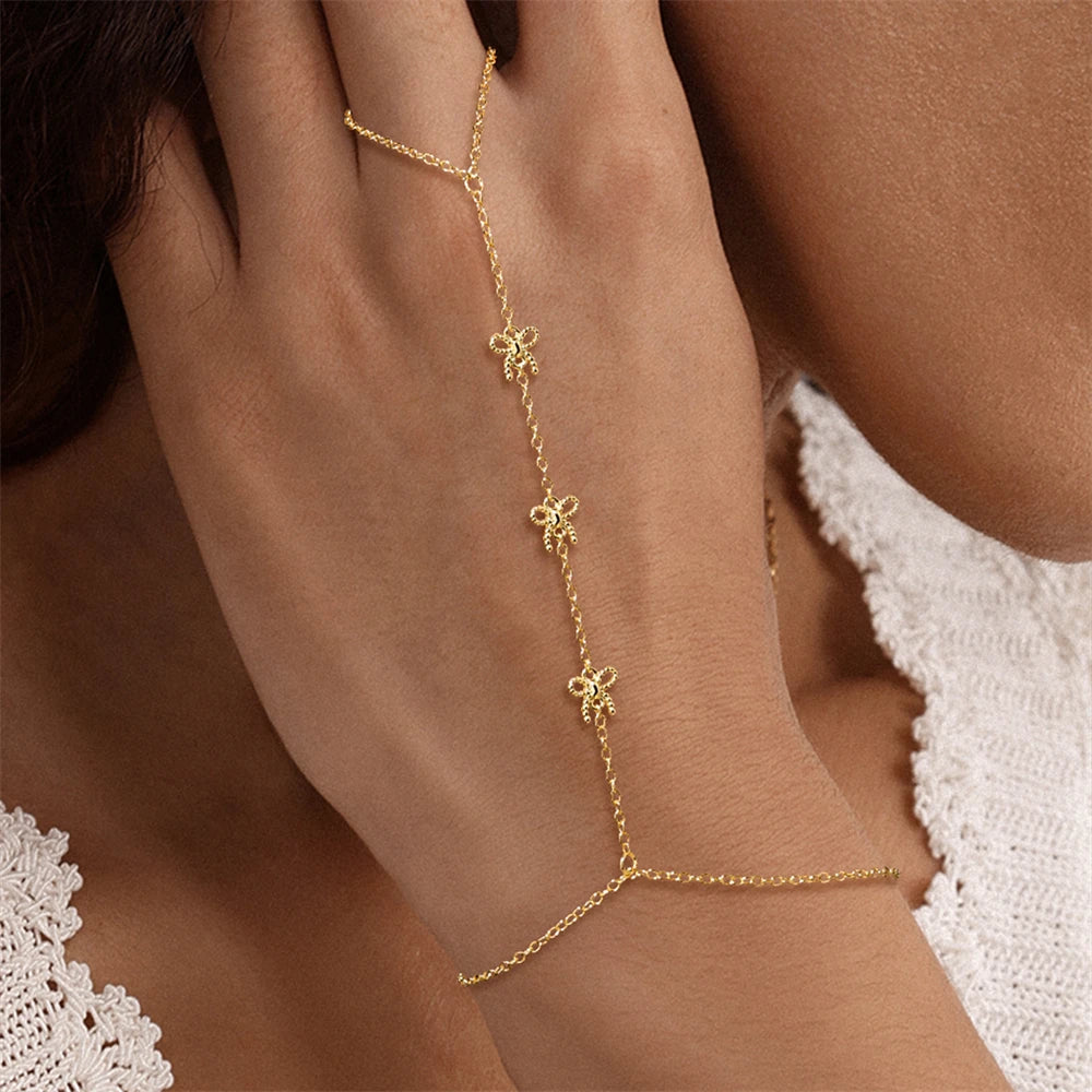 Pulsera de Mano de Plata 925 con Pez Koi y Mariposa
