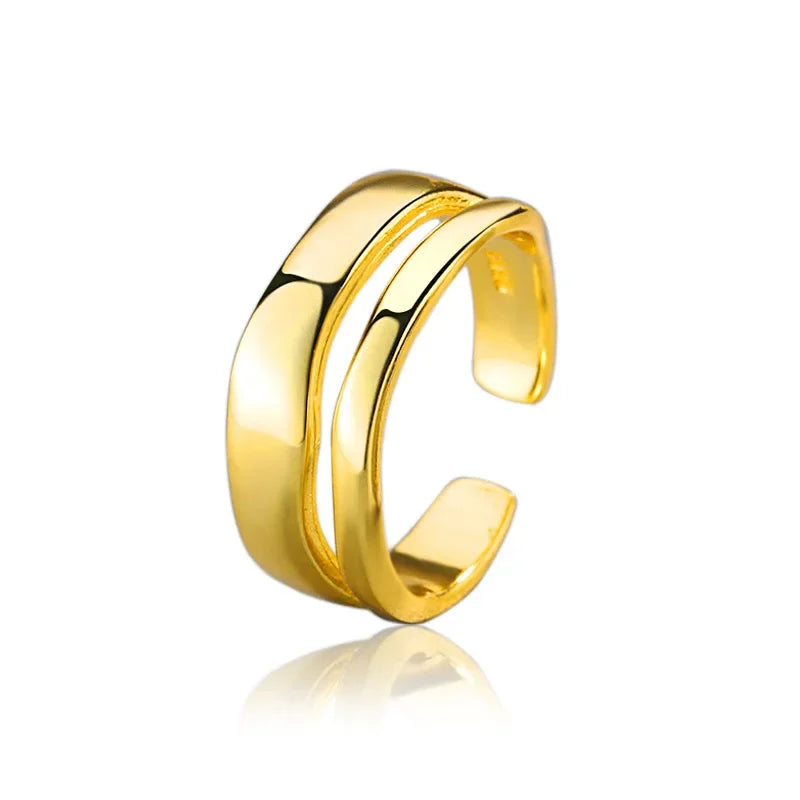 Anillo Doble Ajustable Geométrico Minimalista para Mujer
