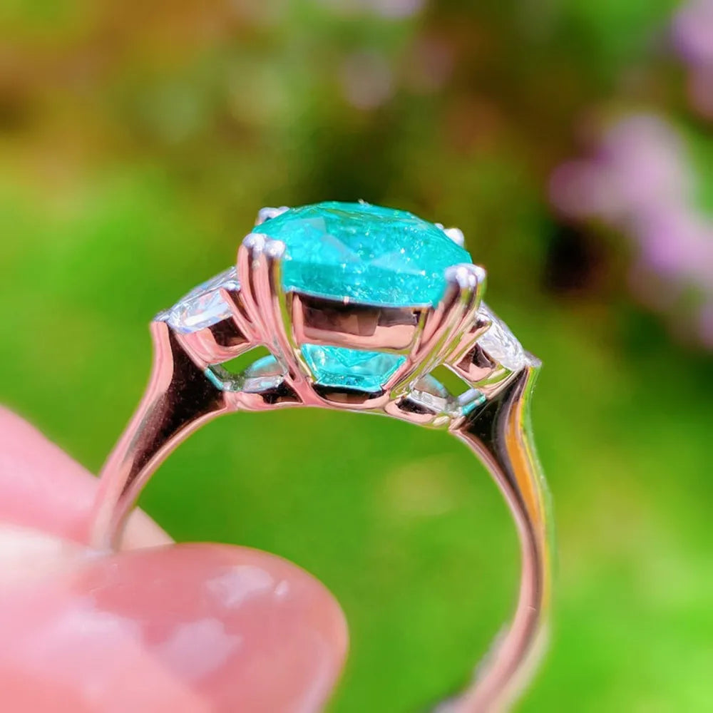 Anillo Abierto de Plata 925 con Piedra Paraíba
