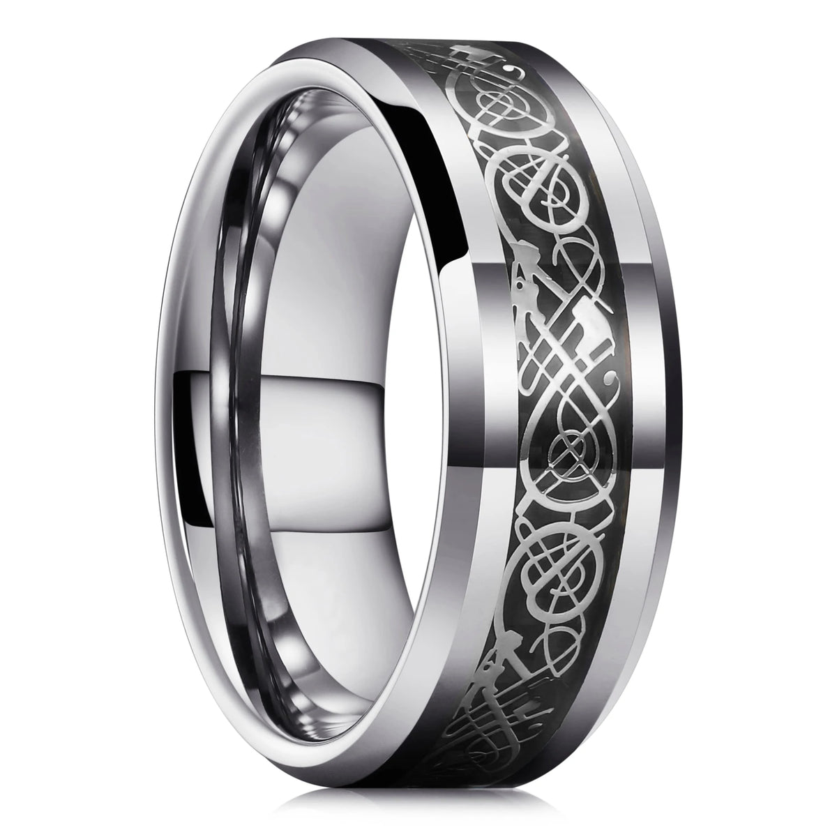 Anillo Plateado Mate de Acero de 8 mm