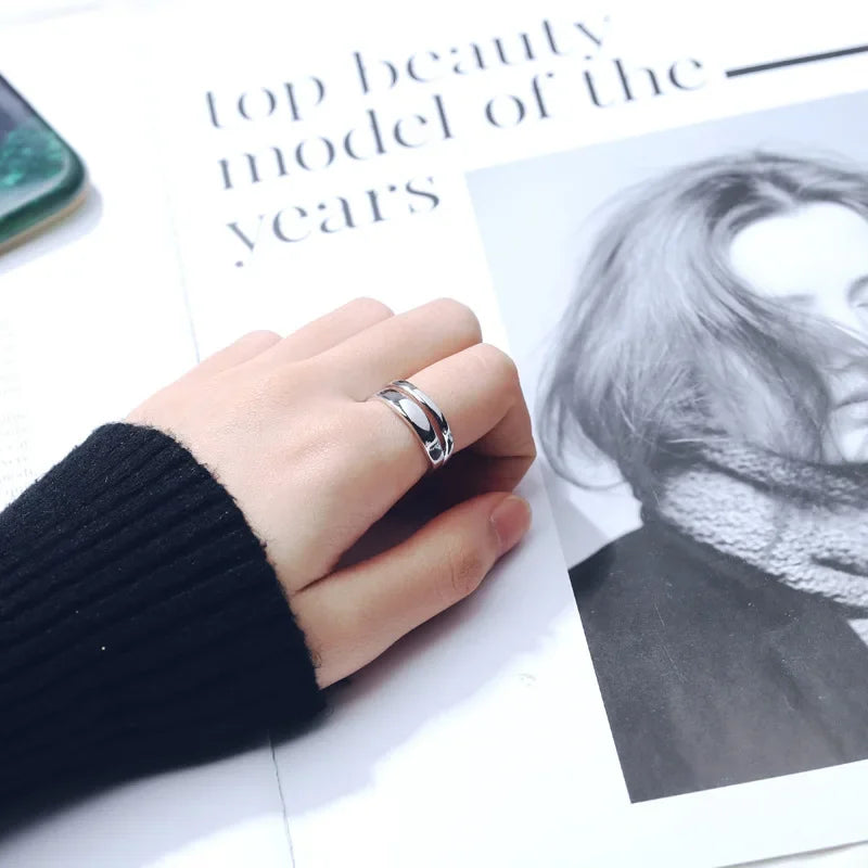 Anillo Doble Ajustable Geométrico Minimalista para Mujer