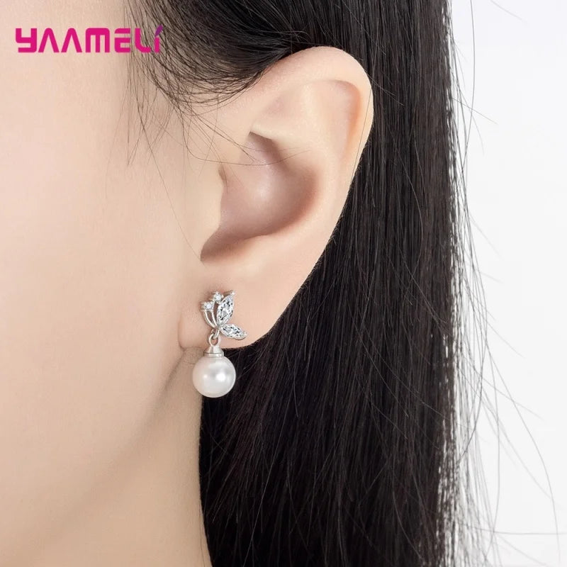 Pendientes de Plata 925 con Perlas y Circonitas