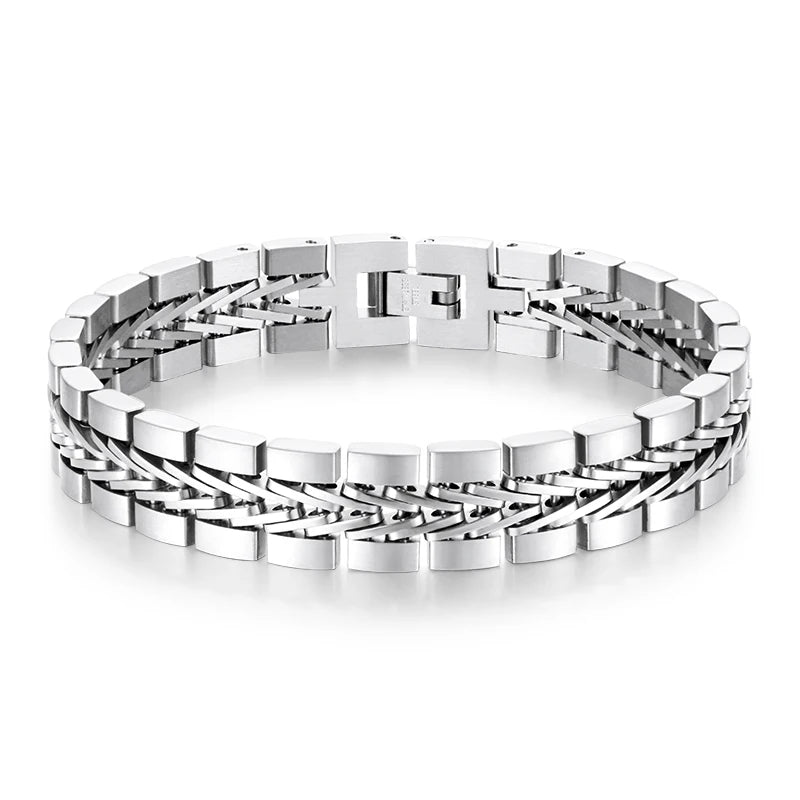 Pulsera Punk de Acero Chapada en Oro