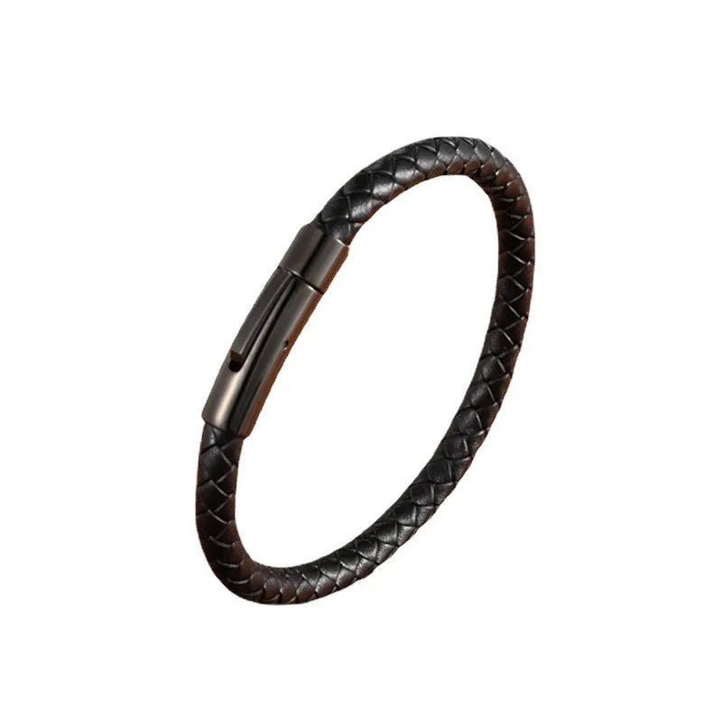 Pulsera Trenzada de Cuero y Acero