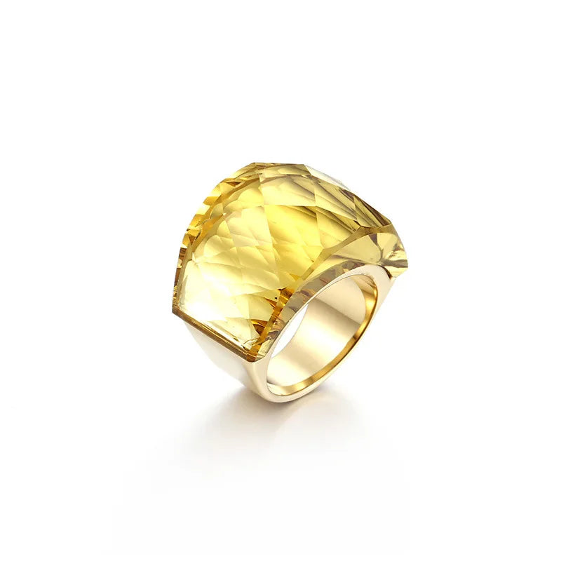 Anillo de Acero con Gran Cristal Rosa