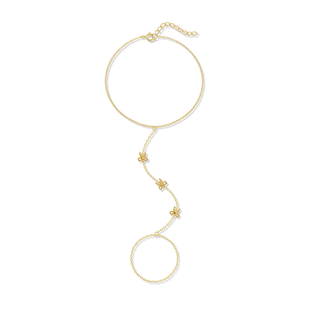 Pulsera de Mano de Plata 925 con Pez Koi y Mariposa