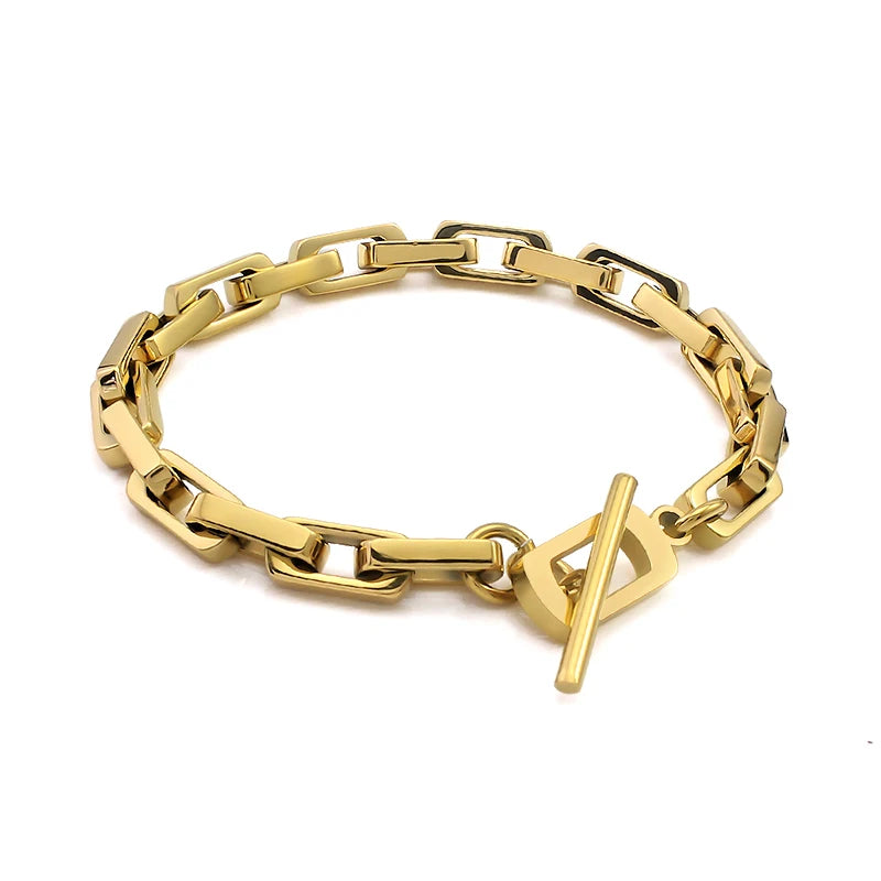 Pulsera Geométrica de Acero con Cierre en T