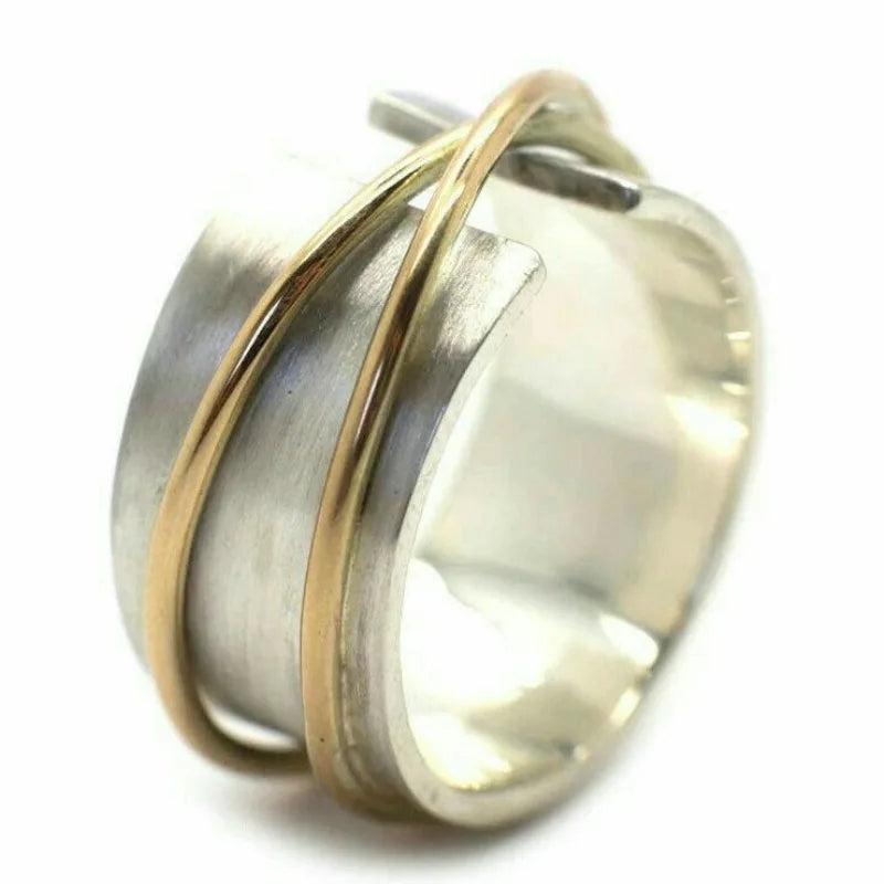 Anillo Minimalista Bicolor Plata y Dorado para Mujer y Hombre