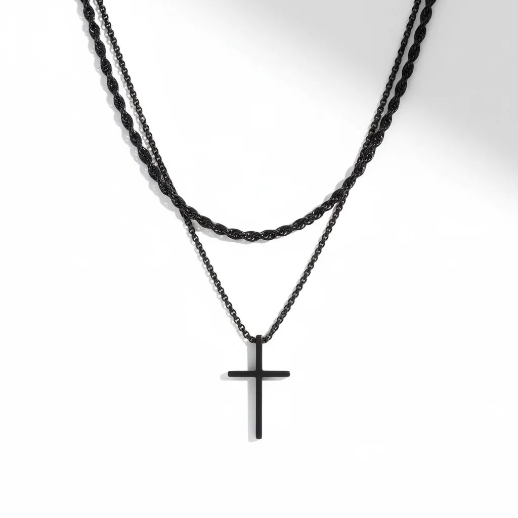 Collar de Acero con Cruz