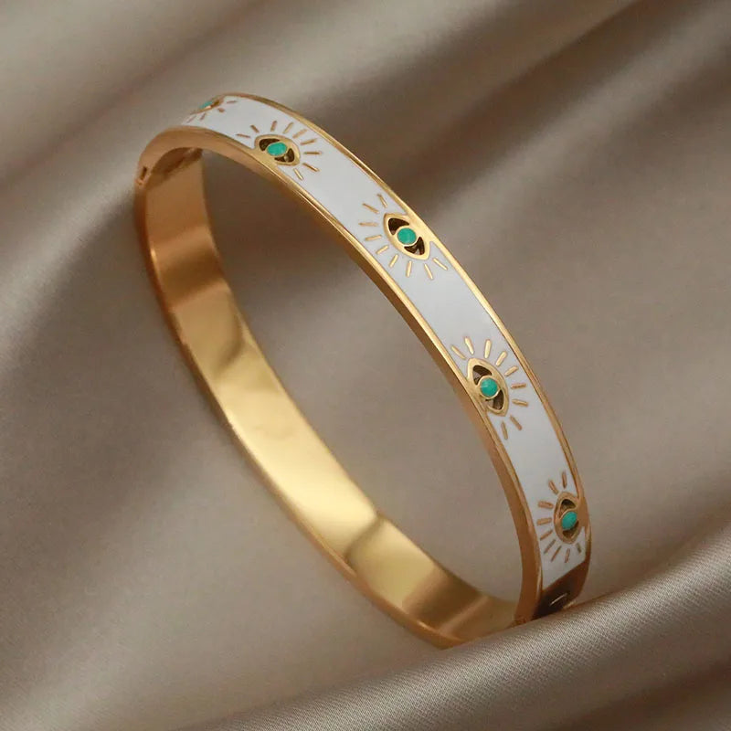 Brazalete de Acero con Ojo y Cristal
