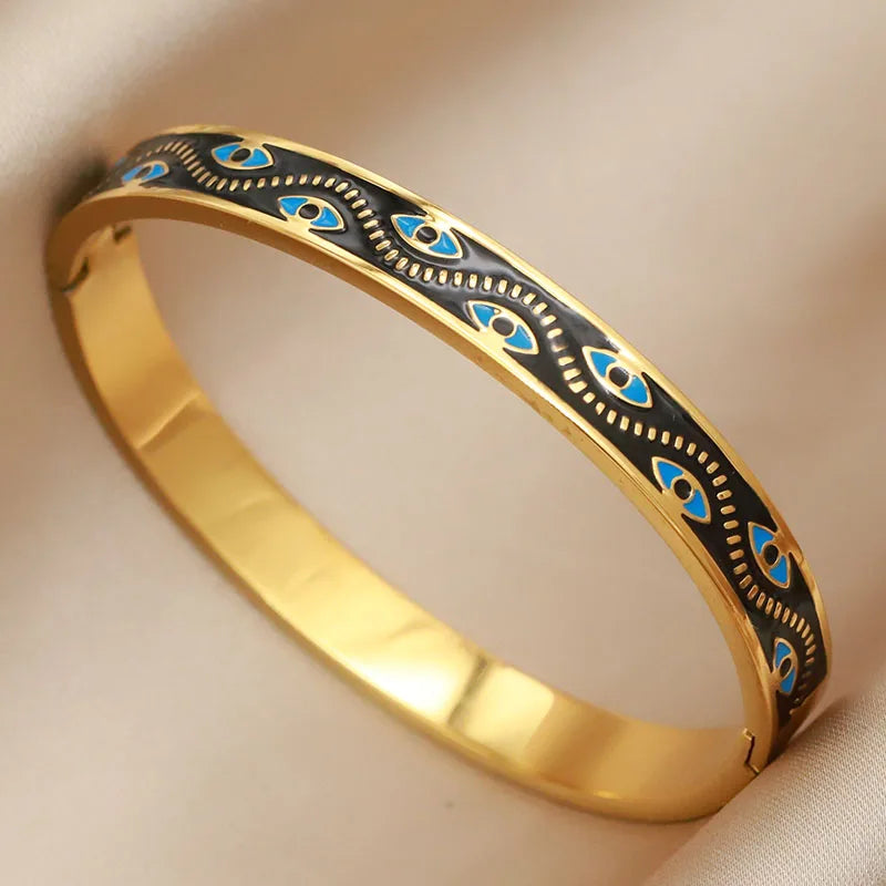 Brazalete de Acero con Ojo y Cristal